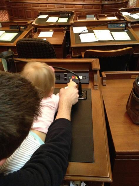 Iowa State Senator Jack Whitver and Ella Voting