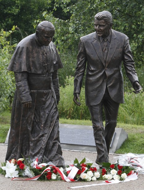 Poland Reagan and Pope Statue Poland Reagan and Pope Statue
