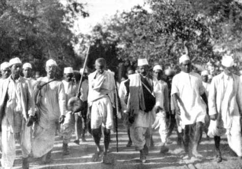 Mahatma Gandhi leading protest