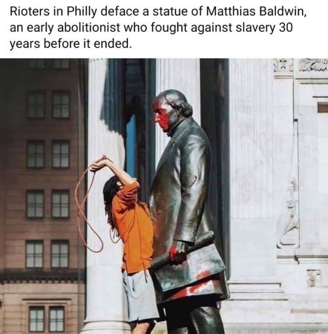mathias Baldwin statiue defaced riots